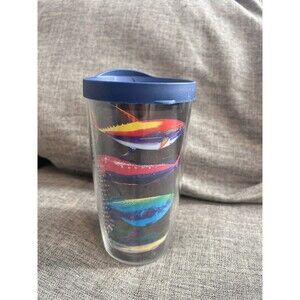 Tervis Tumbler Salt Life Fish 16 Oz Fish on Black Background Blue Lid